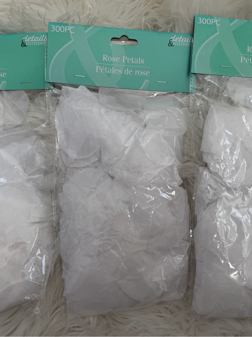 Set of 3 Rose Petals Decorative Accent - White, Brand New!